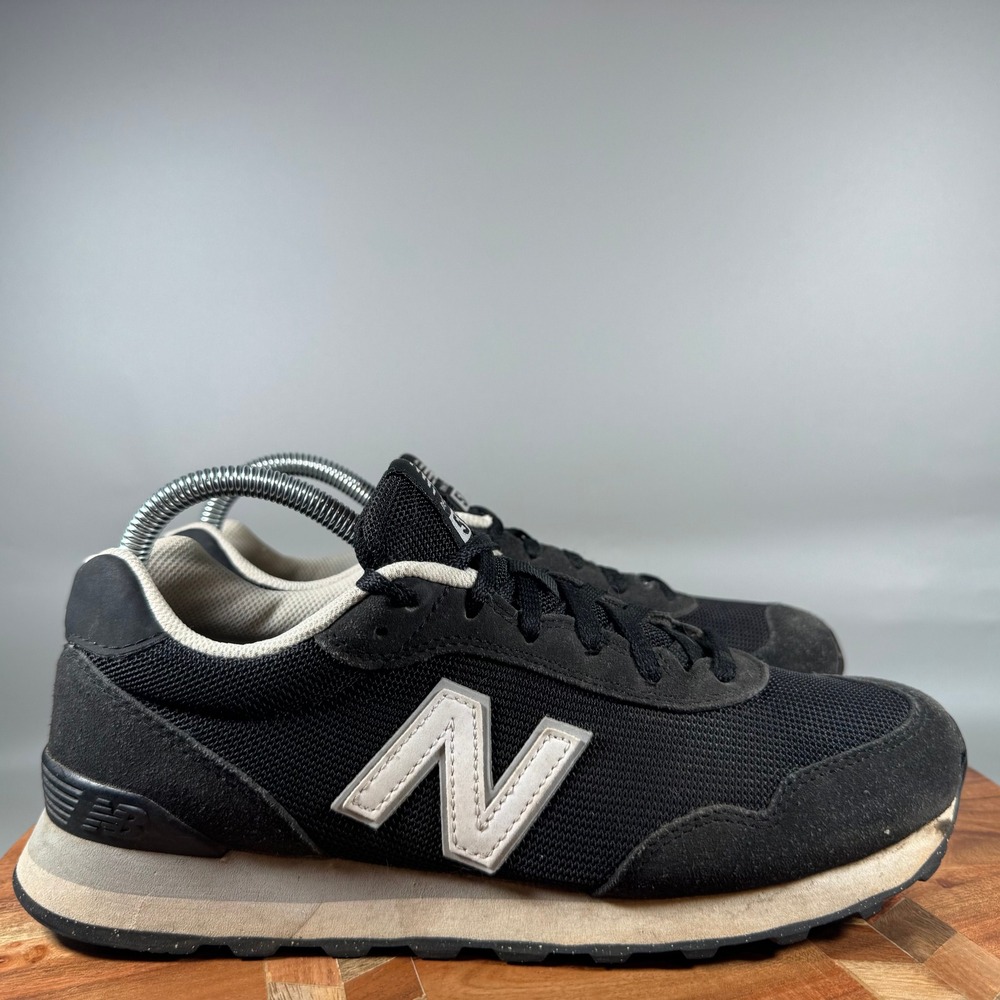 New Balance 515 Mens Black White Suede Mesh Lifestyle Sneakers ML515BLK Size 8